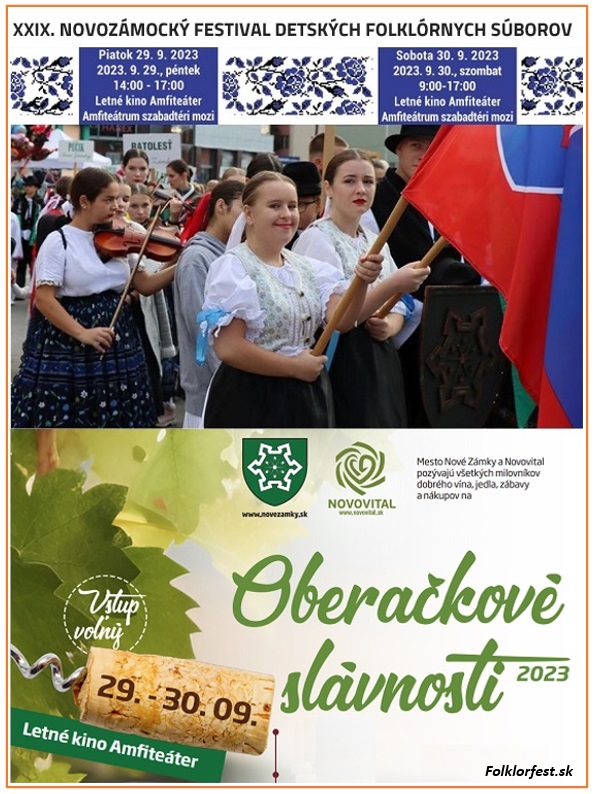 XXIX.Novozámocký festival detských folklórnych súborov s medzinárodnou účasťou v rámci Oberačkových slávností 2023 Nové Zámky