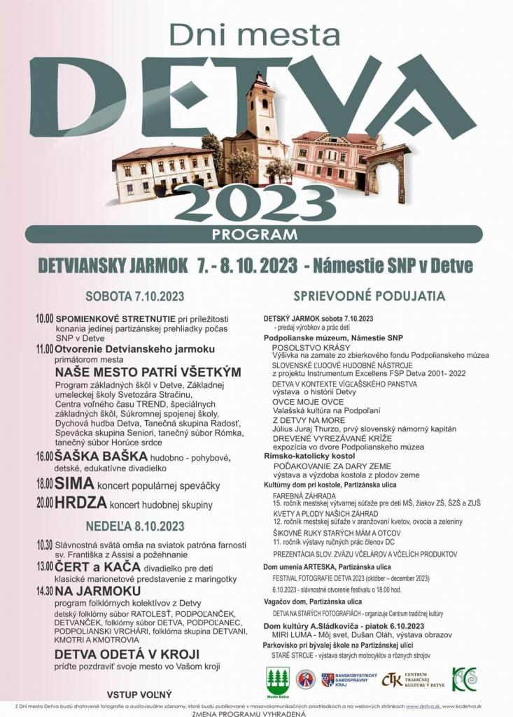 Dni mesta Detva 2023 a Detviansky jarmok