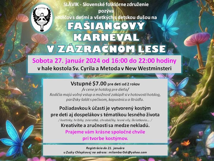Fašiangový karneval v zázračnom lese 2024 Vancouver Vancouver New