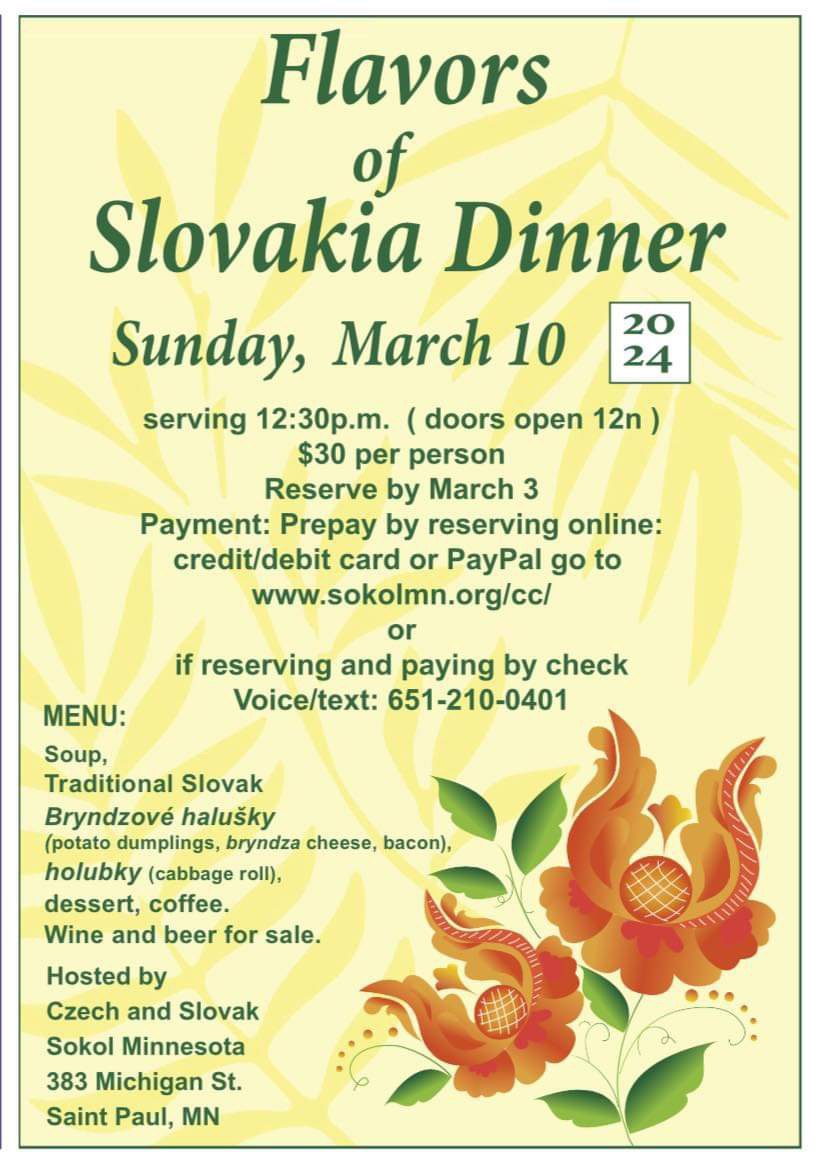 Flavors of Slovakia Dinner / Chute slovenskej veere 2024 Minnesota