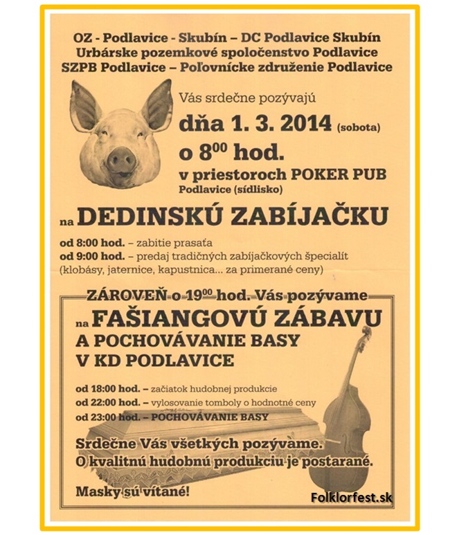 Dedinsk zabjaka, faiangov zbava s pochovvanm basy Podlavice 2014