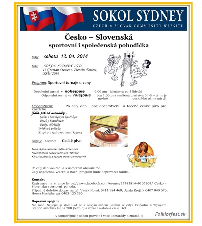 Česko – Slovenská sportovní i společenská pohodička Sydney 2014