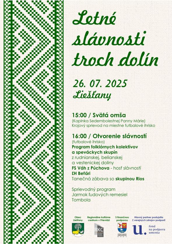 Letn� sl�vnosti troch dol�n 2025 Lie��any - 13. ro�n�k