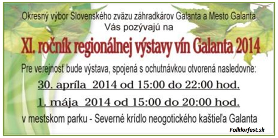Regionálna výstava vín Galanta 2014 - XI. ročník
