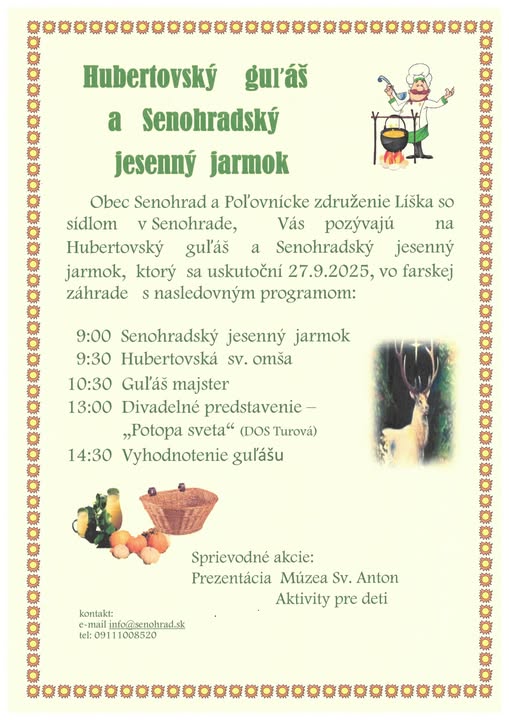 Hubertovsk� gu�� a  Senohradsk� jesenn� jarmok 2025 Senohrad - 16. ro�n�k 