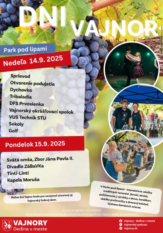 Dni Vajnor 2025 Vajnory a Do�inky a Vajnorsk� hody