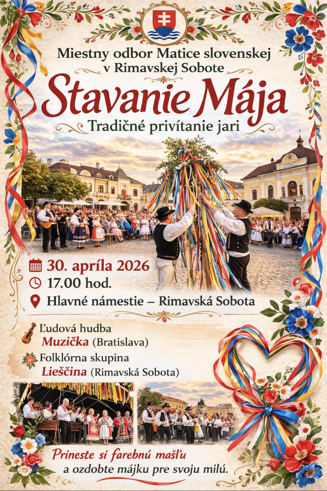 Stavanie M�ja 2026 Rimavsk� Sobota - tradi�n� priv�tanie jari