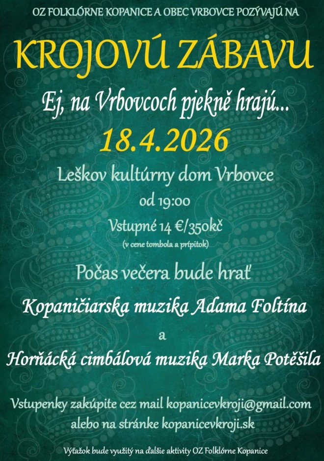 Krojov� z�bava 2026 Vrbovce - Kopanice v kroji
