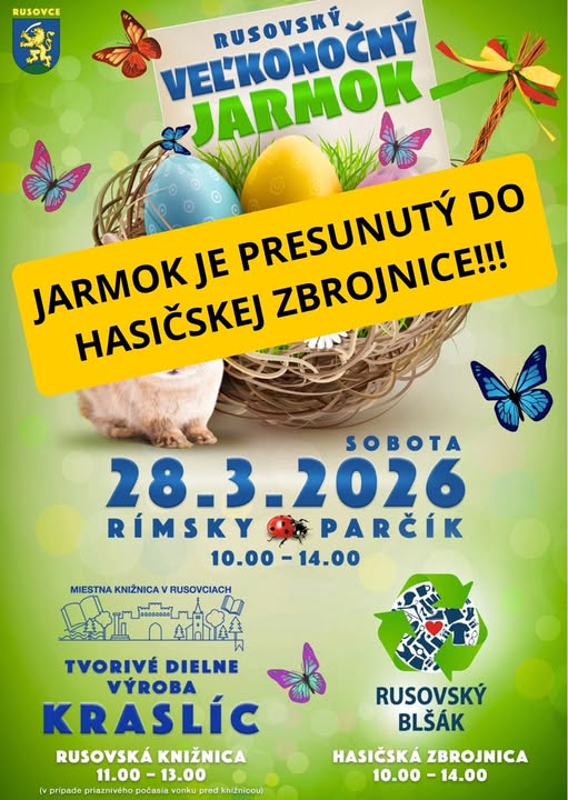 POZOR ZMENA MIESTA - - - Rusovský Veľkonočný jarmok 2026 Rusovce