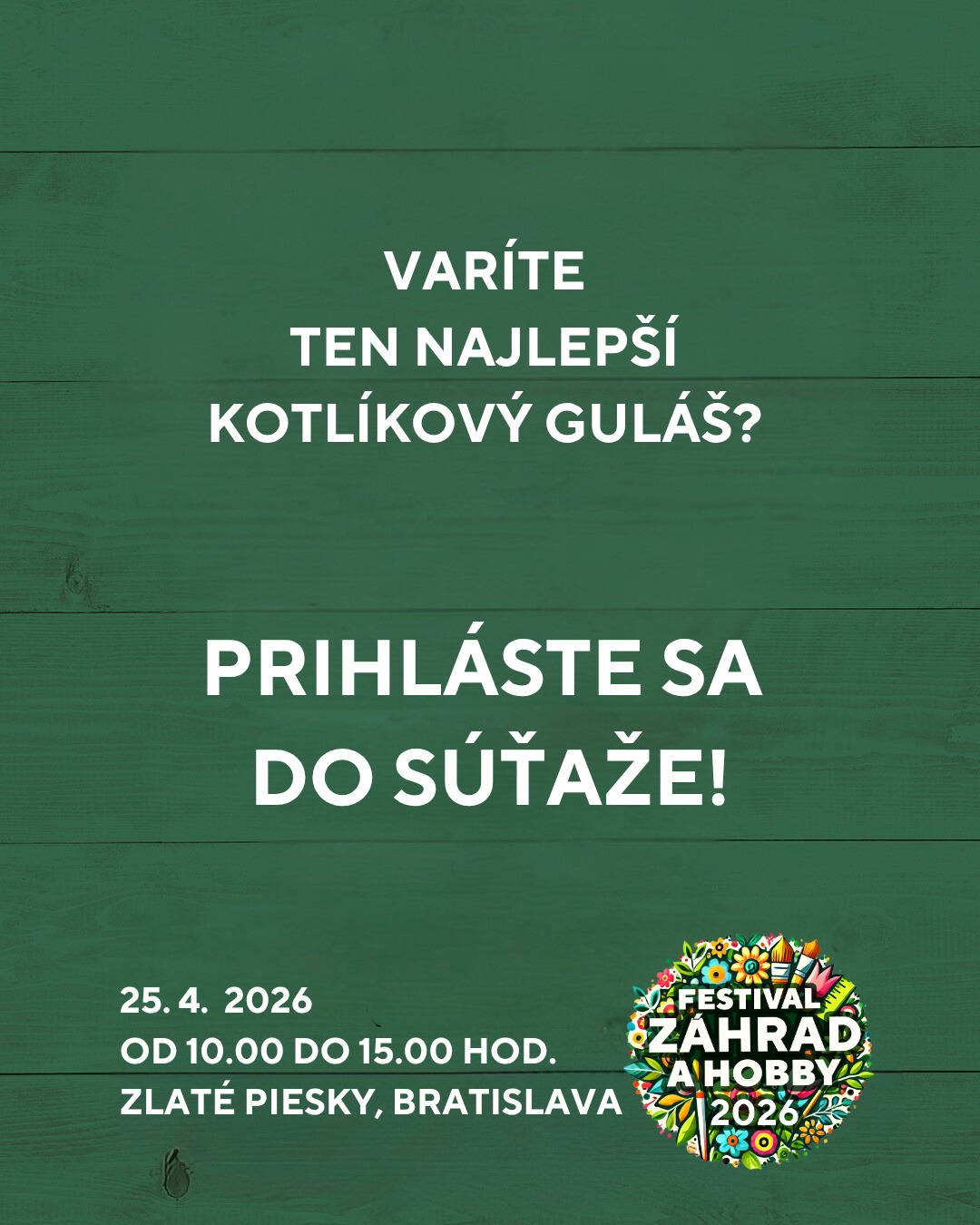 S��a� vo varen� gul�u na Festivale z�hrad a hobby 2026 Bratislava