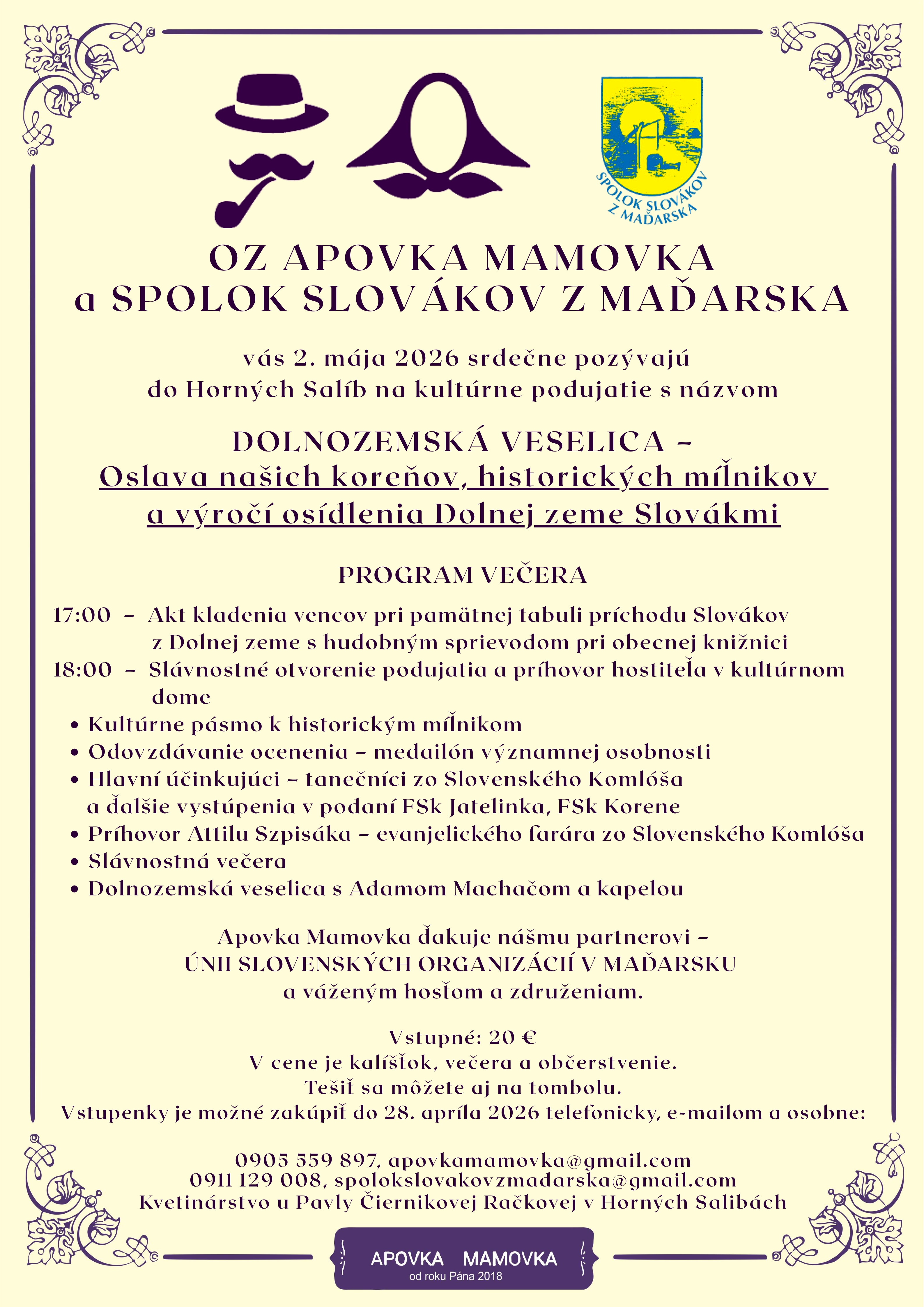 DOLNOZEMSK� VESELICA  2026 Horn� Saliby - Oslava na�ich kore�ov 