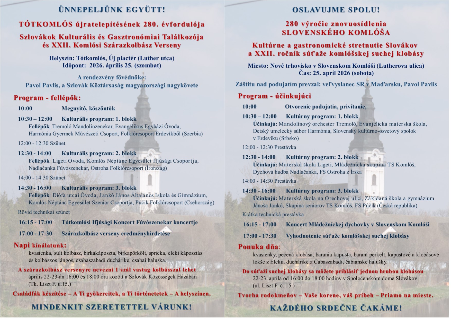 Slovensk� Koml� 2026 - 280. v�ro�ie znovuos�dlenia a XXII. ro�n�k s��a�e koml�kej suchej klob�sy