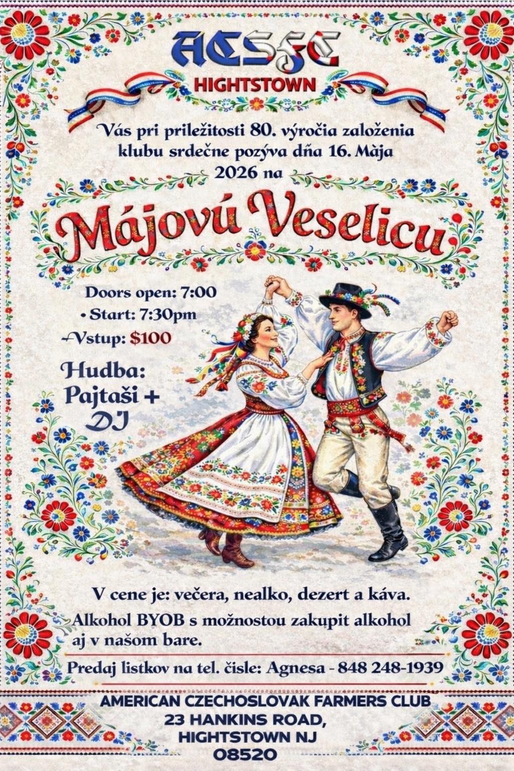 M�jov� veselica 2026 New Jersey - pri pr�le�itosti 80. v�ro�ia zalo�enia klubu