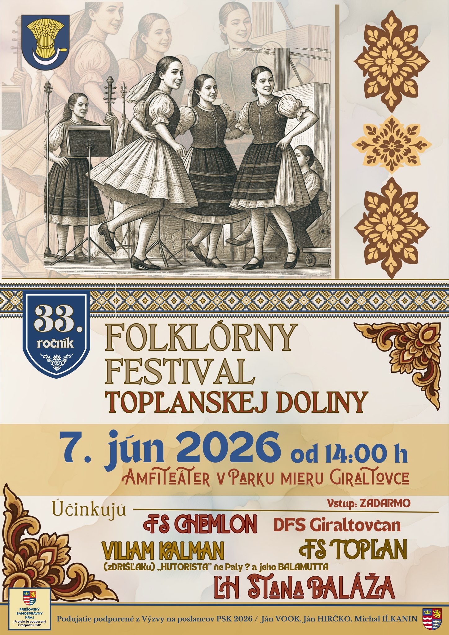 Folkl�rny festival top�anskej doliny 2026 Giraltovce - 33. ro�n�k