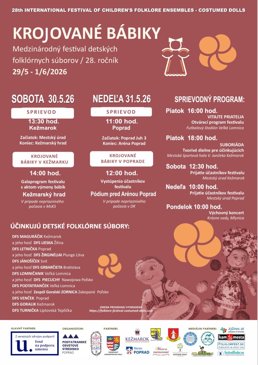 Krojovan� b�biky 2026 Ke�marok � 28. Medzin�rodn� festival detsk�ch folkl�rnych s�borov