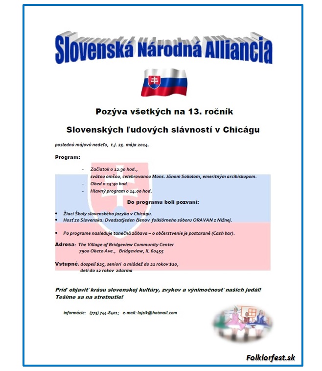 Slovenské ľudové slávnosti Chicago 2014 - 13. ročník