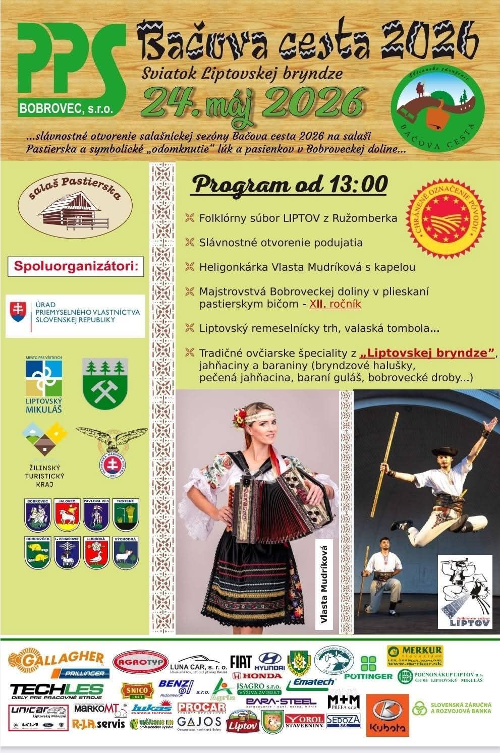 Bačova cesta 2026 Bobrovec - slávnostné otvorenie salašníckej sezóny a symbolické „odomknutie“ lúk a pasienkov