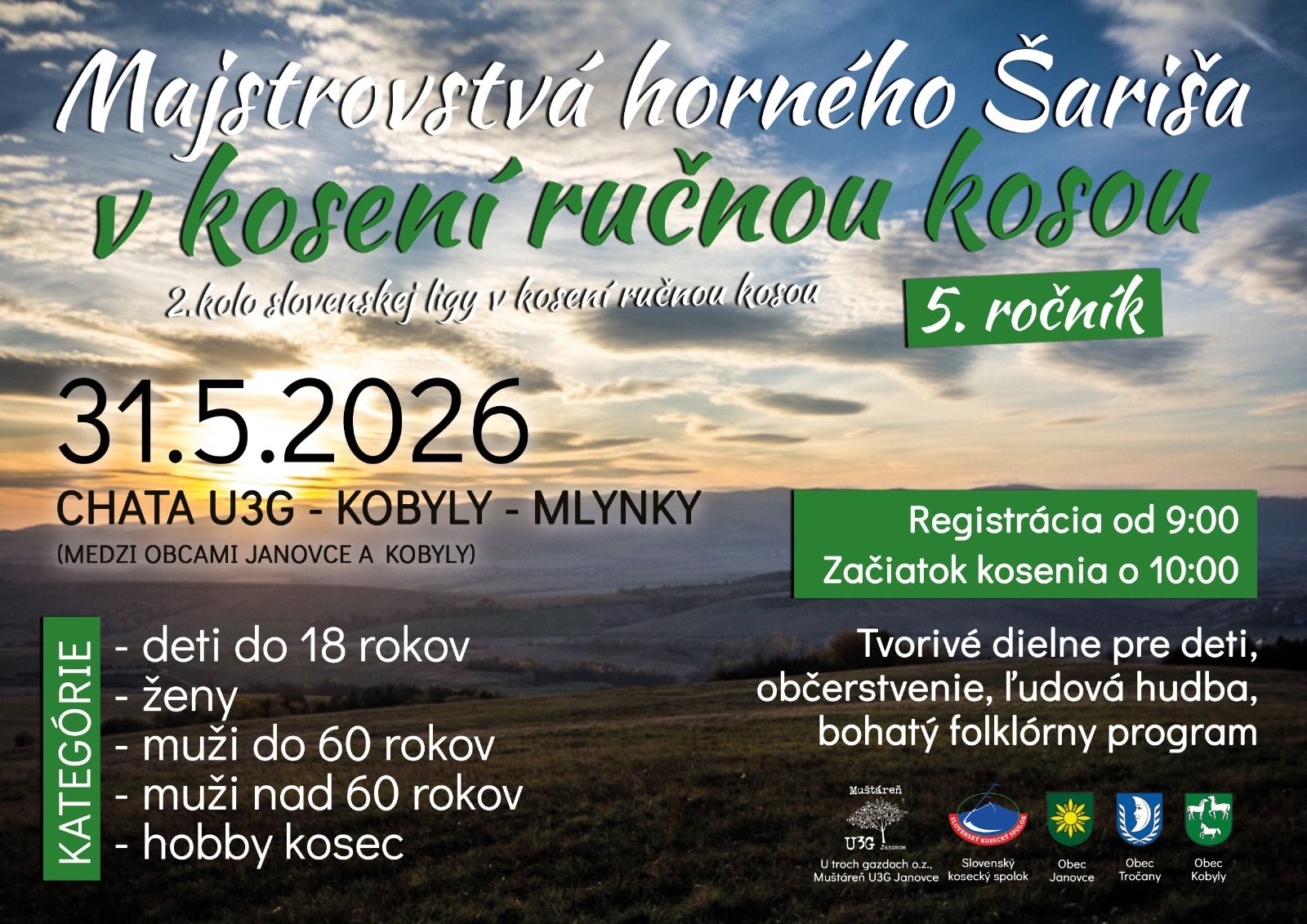 Majstrovstvá horného Šariša v kosení ručnou kosou 2026 Janovce - 5. ročník