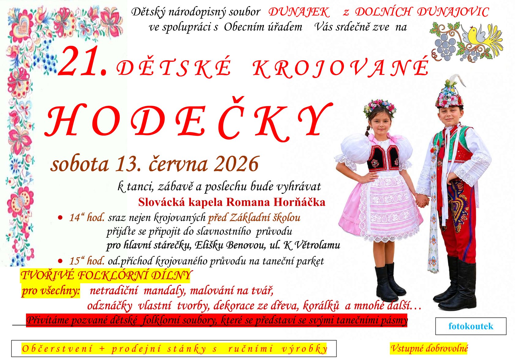 21. detsk� krojovan� hodo�ky 2026 Doln� Dunajovice