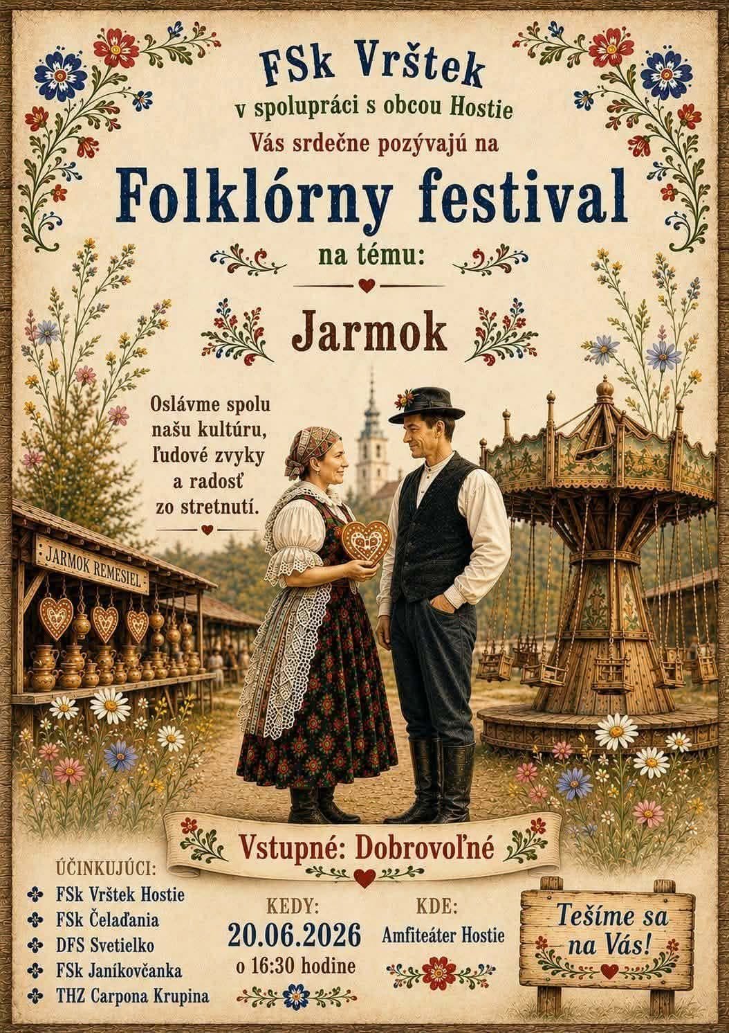 Folklórny festival 2026 Hostie - na tému Jarmok
