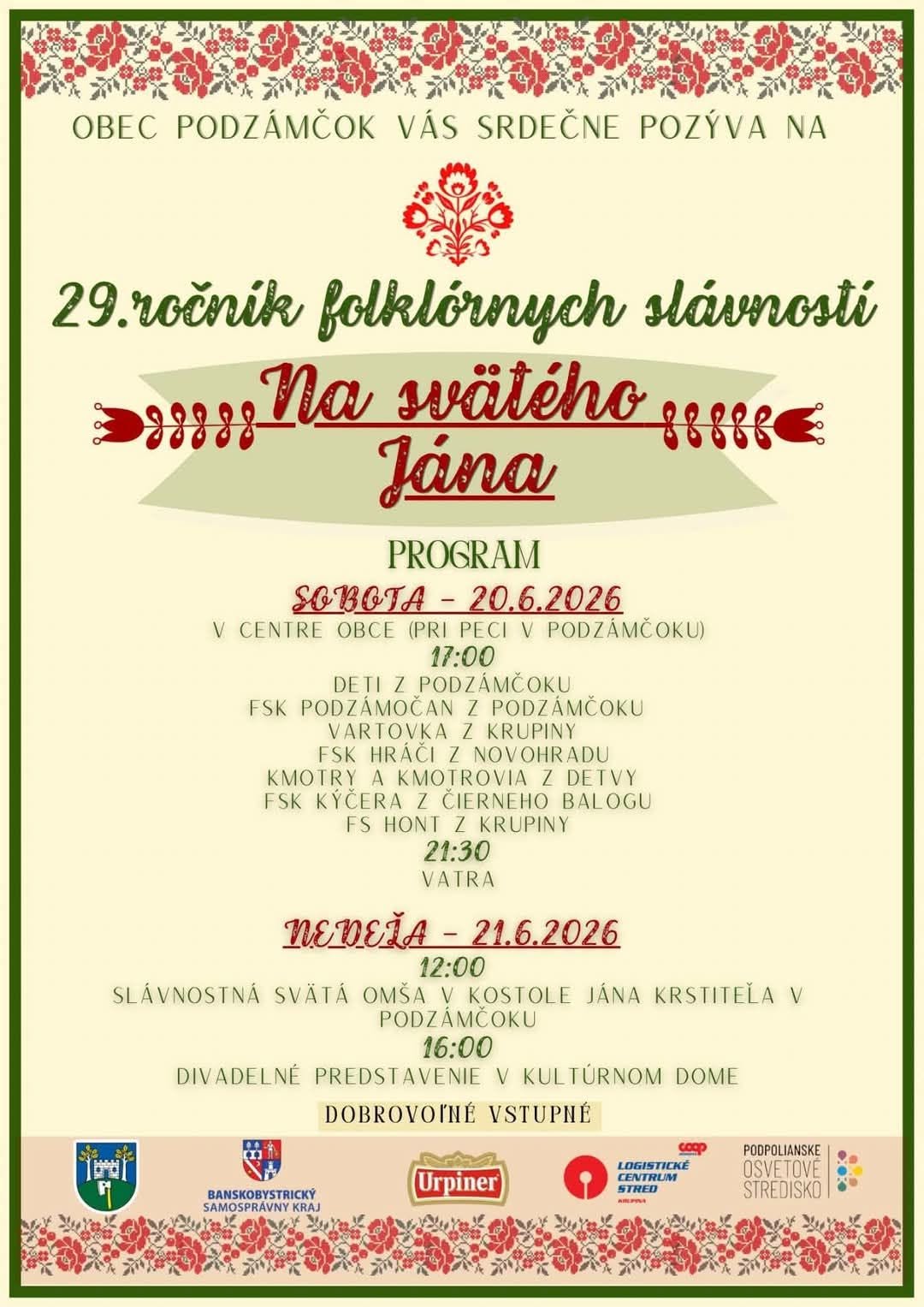 Sv�t�ho J�na 2026 Podz�m�ok