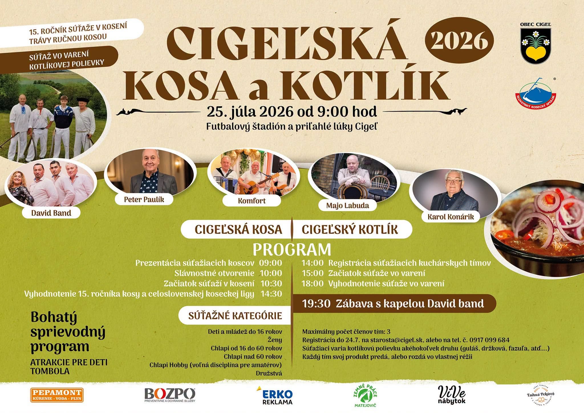 Cigeľská kosa a kotlík 2026 Cigeľ - XV. ročník