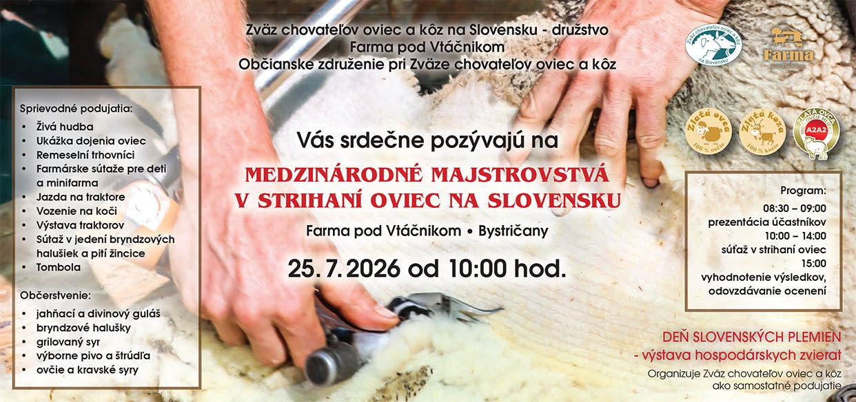 Medzinárodné majstrovstvá Slovenskej republiky v strihaní oviec 2026 Bystričany - 21. ročník