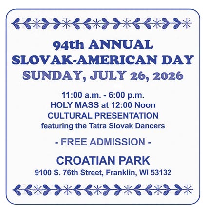 94th Annual Slovak-American Day / Slovensko-Americk� de� 2026 Franklin - 94. ro�n�k 