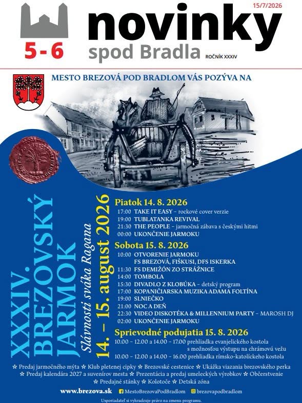 XXXIV. Brezovsk� jarmok - Sl�vnosti sv�ka Ragana 2026 Brezov� pod Bradlom