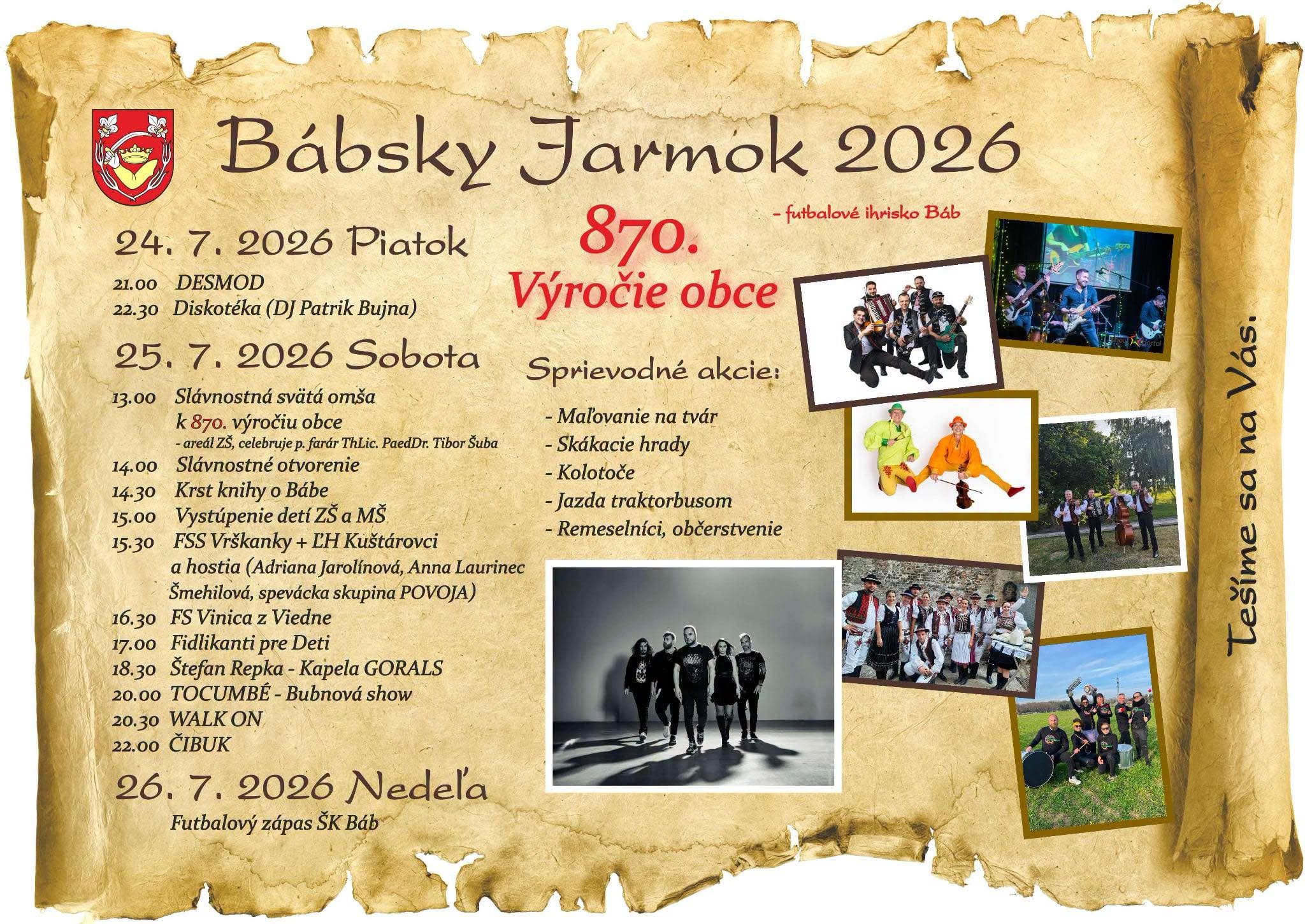 Bábsky jarmok 2026 Báb a 870. výročie prvej písomnej zmienky o obci