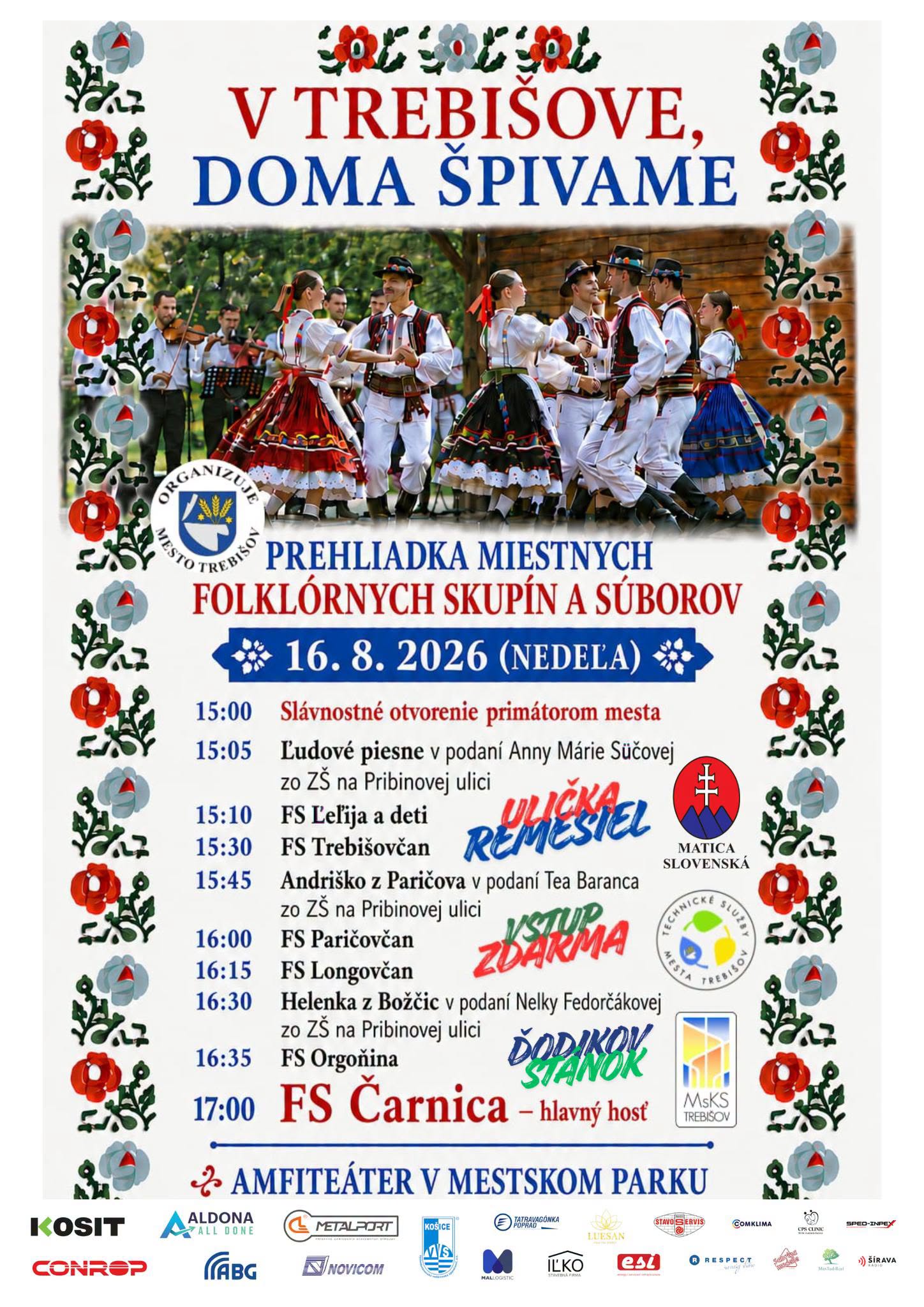 V Trebi�ove doma �pivame 2026 Trebi�ov - v r�mci Dn� mesta prehliadka miestnych folkl�rnych s�borov a skup�n