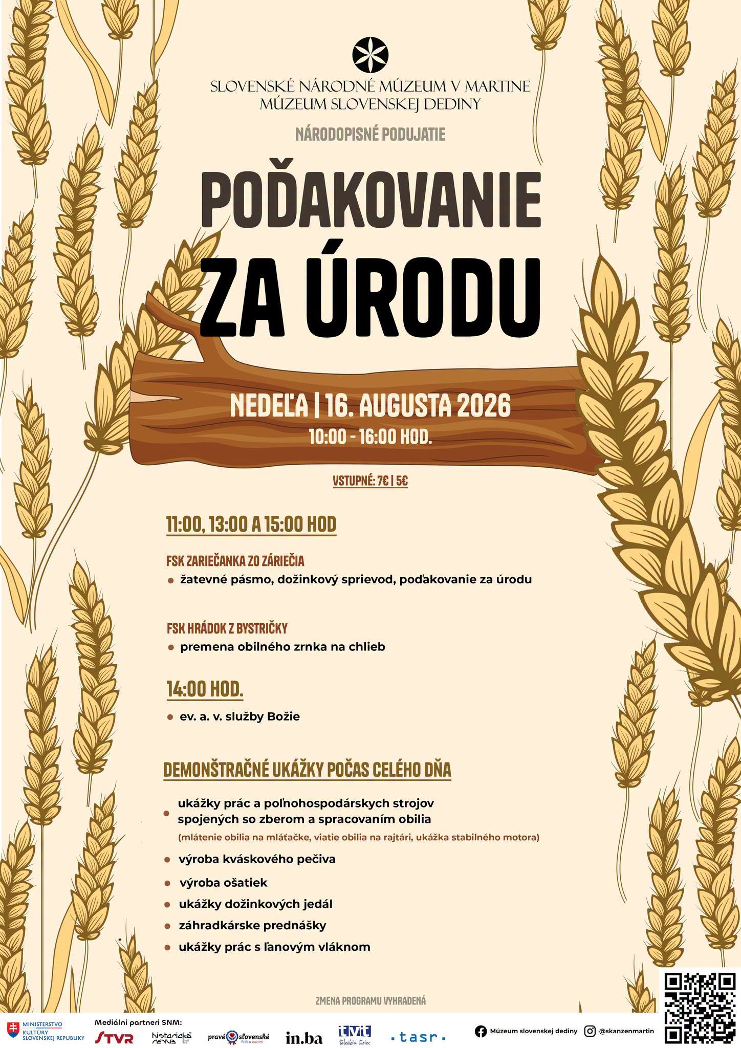 Poďakovanie za úrodu 2026 Martin