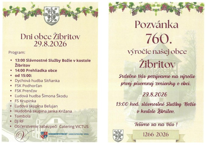 Dni obce Žibritov 2026