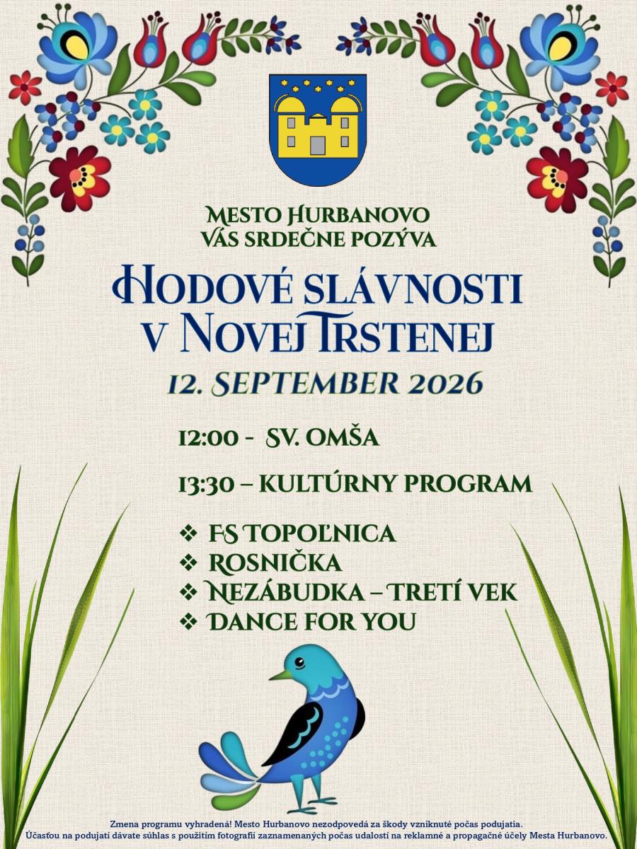 Hodov� sl�vnosti v Novej Trstenej 2026 Hurbanovo