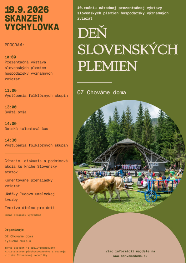 Deň slovenských plemien 2026 Nová Bystrica - 10. ročník