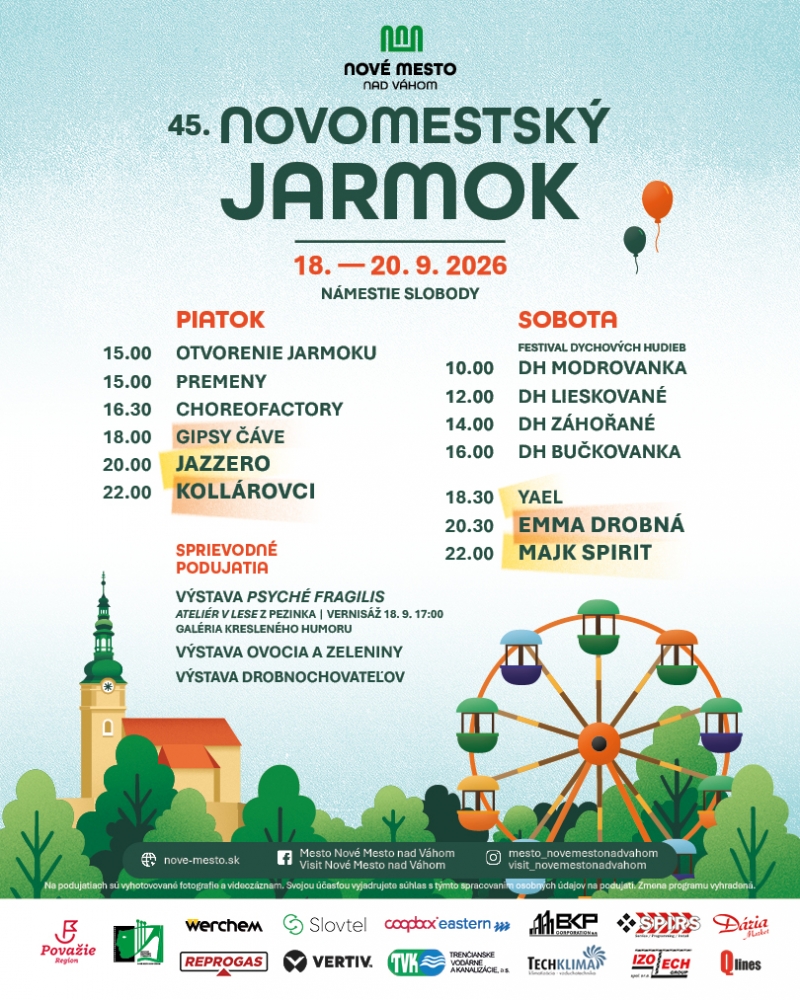 45. Novomestský jarmok 2026 Nové Mesto nad Váhom