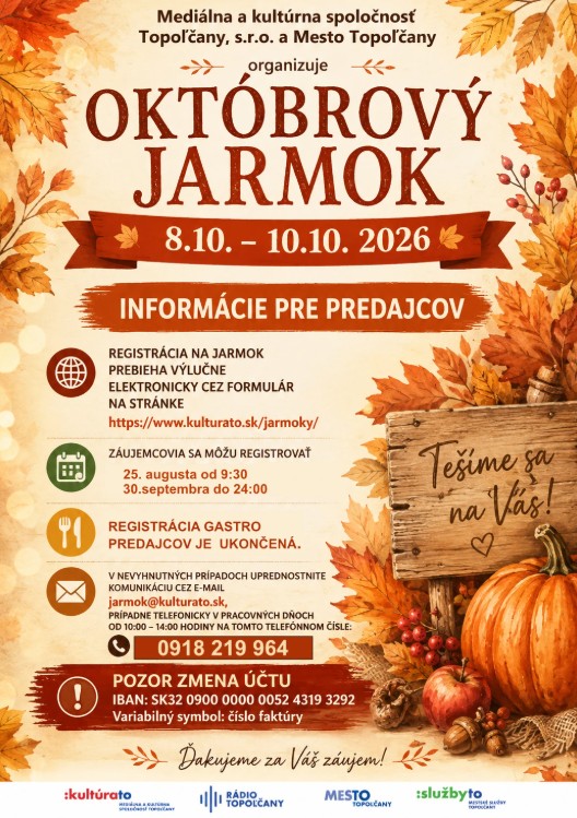 Októbrový jarmok 2026 Topoľčany