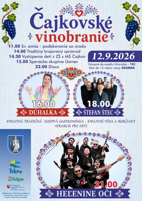 Čajkovské vinobranie 2026 Čajkov