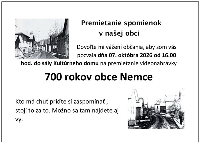 700 rokov obce Nemce 2026