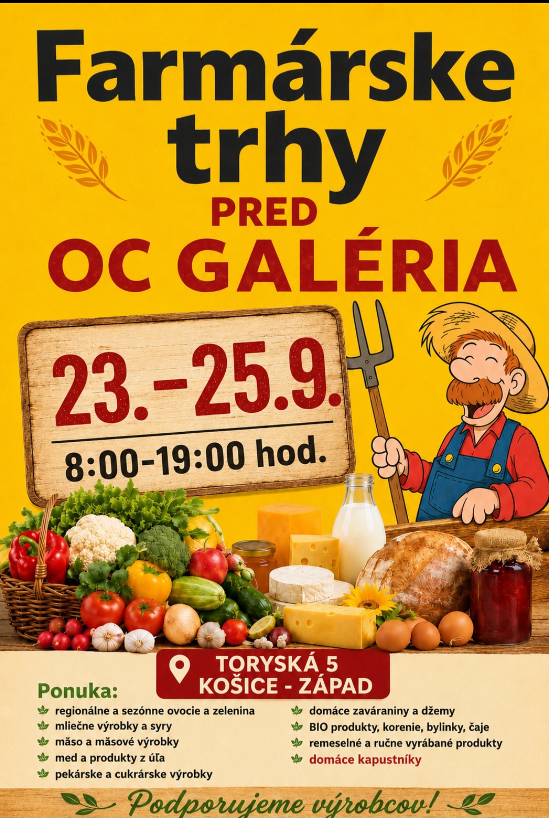 Farmárske trhy pred OC Galéria Košice 2026