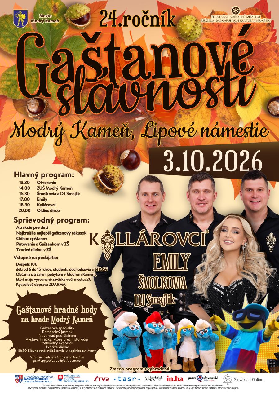 Gaštanové slávnosti 2026 Modrý Kameň - 24. ročník