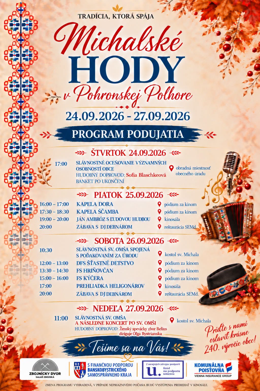 Michalské hody 2026 Pohronská Polhora