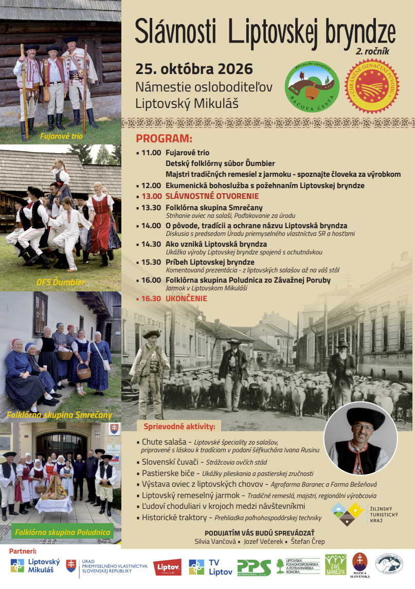 Slávnosti liptovskej bryndze 2026 Liptovský Mikuláš - 2. ročník