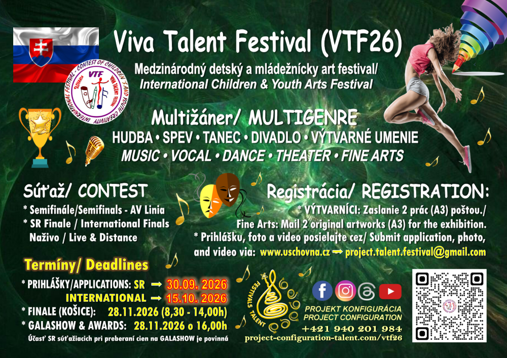 Viva Talent Festival 2026 Košice - 6. Bienále Medzinárodného multižánrového festivalu