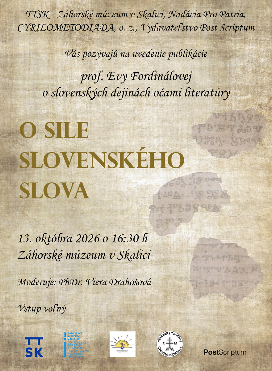 O sile slovenského slova 2026 Skalica - prezentácia knihy prof. Evy Fordinalovej