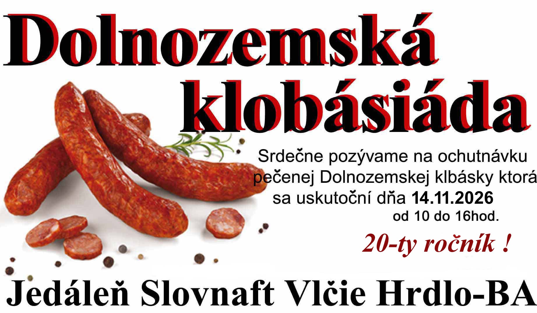 Dolnozemská klobása 2026 Bratislava - 20. ročník