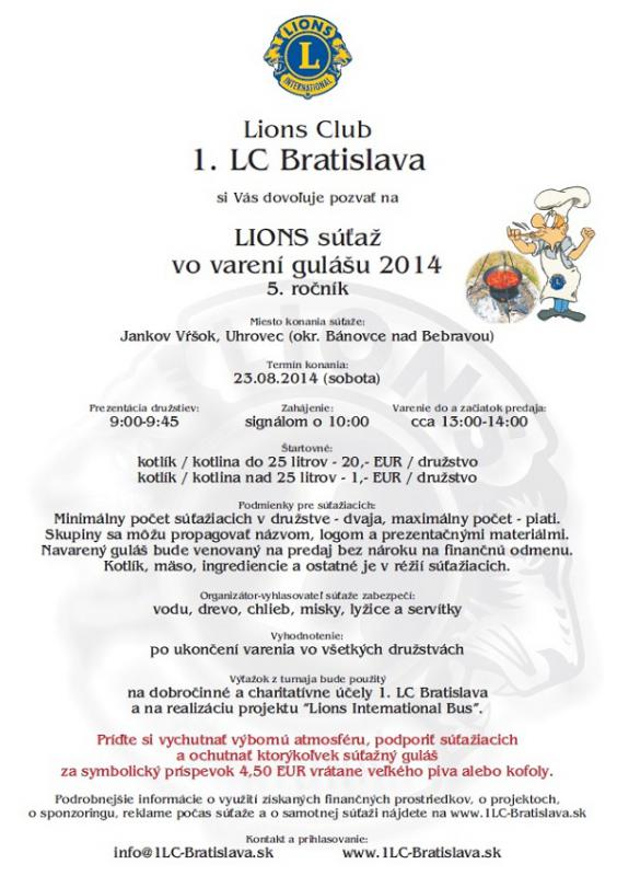 LIONS súťaž vo varení gulášu 2014 Uhrovec - 5. ročník