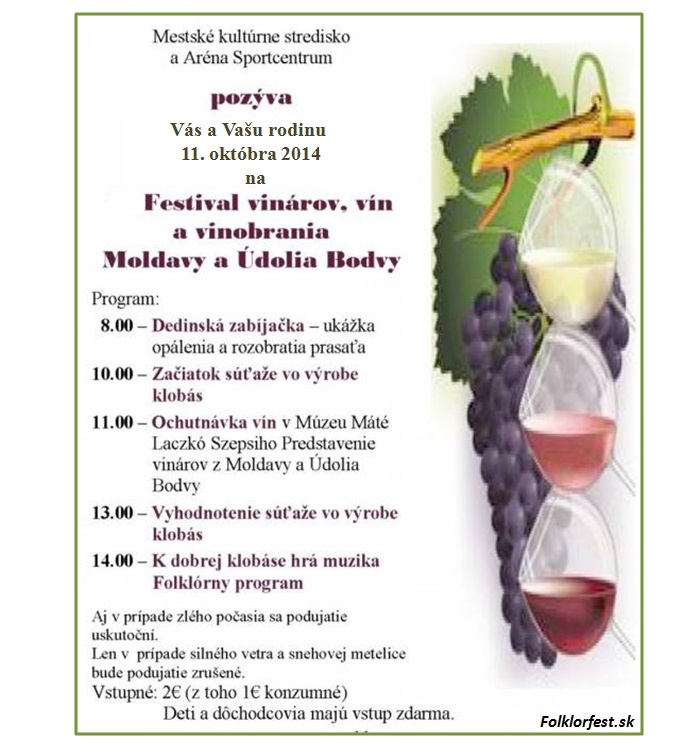 VII. Festival vinrov, vn a vinobrania Moldava nad Bodvou 2014