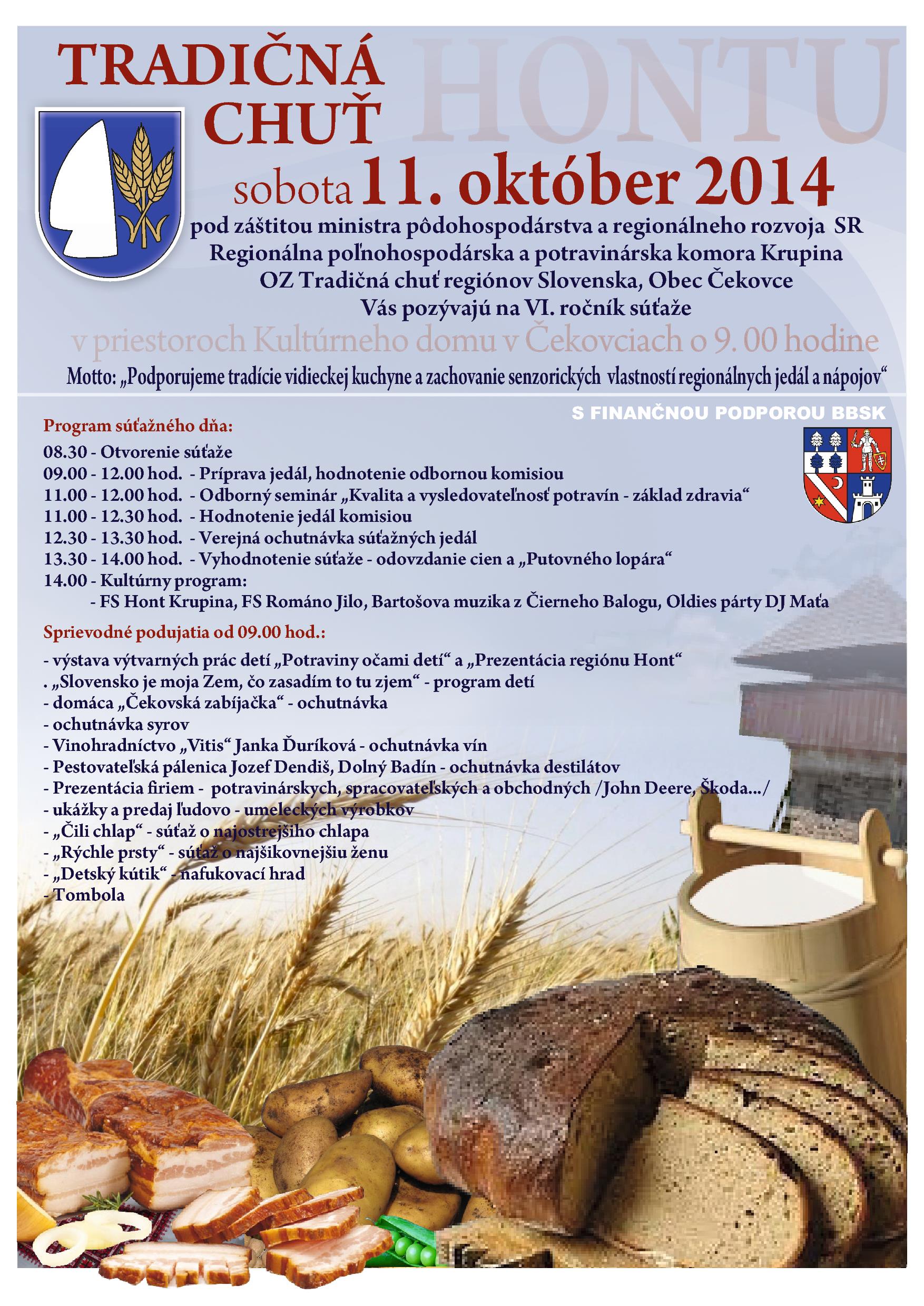 Tradičná chuť Hontu 2014 Čekovce - súťaž vo varení tradičných jedál z miestnych surovín