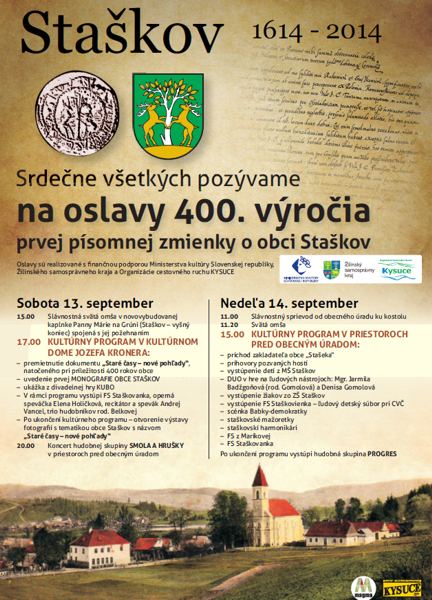Oslavy 400. výročia prvej písomnej zmienky o obci Staškov 2014